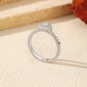 925 Sterling Silver Flower Halo Pave Moissanite Ring 110200056 925 Sterling Silver Flower Halo Pave Moissanite Ring 110200056