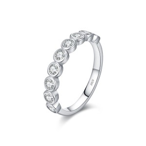 925 Sterling Silver Bezel Set Moissanite Bubble Eternity Band Ring 110200057 925 Sterling Silver Bezel Set Moissanite Bubble Eternity Band Ring 110200057