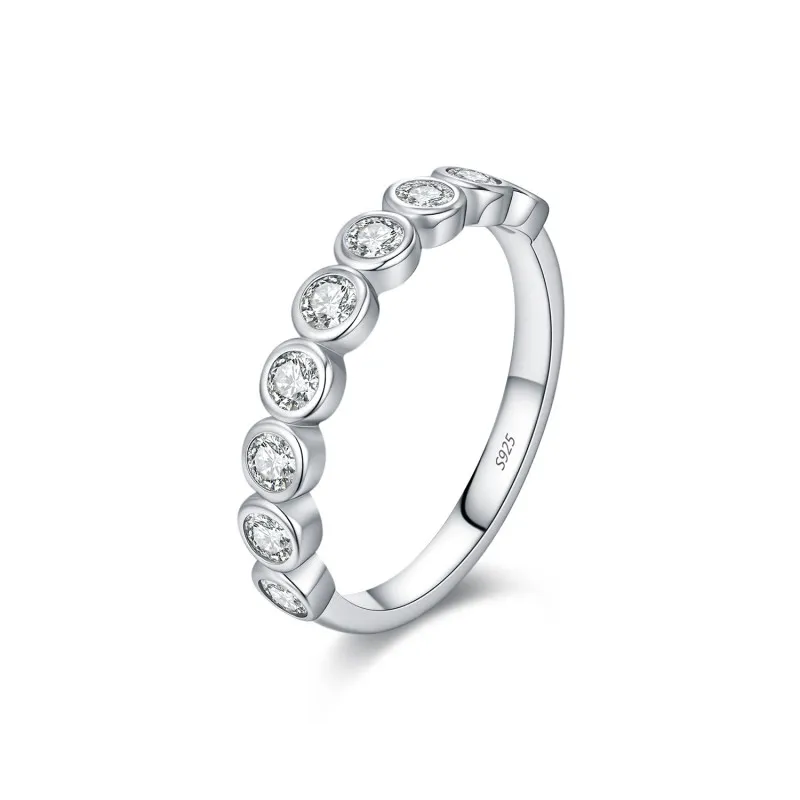 925 Sterling Silver Bezel Set Moissanite Bubble Eternity Band Ring 110200057 925 Sterling Silver Bezel Set Moissanite Bubble Eternity Band Ring 110200057