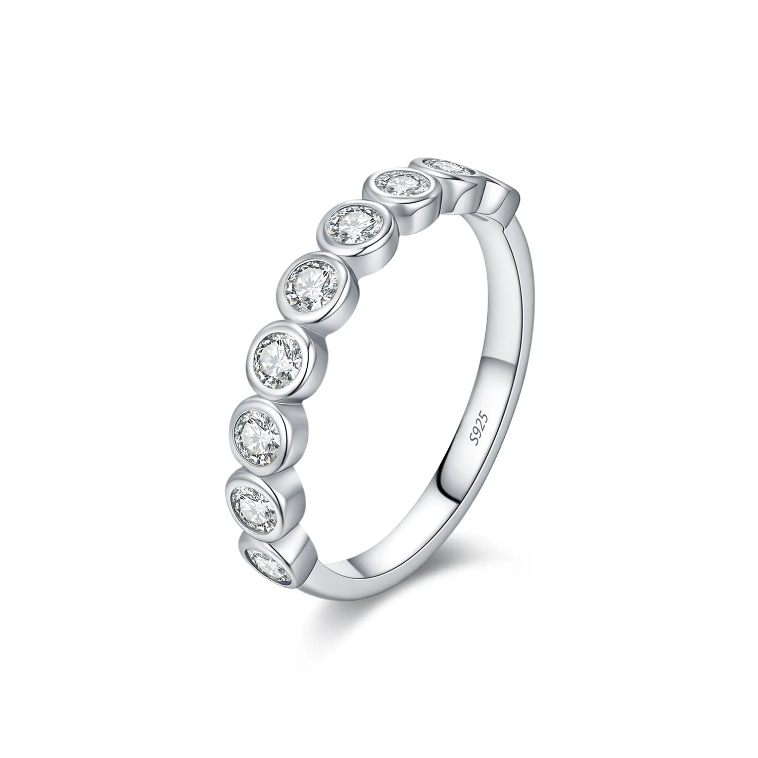 925 Sterling Silver Bezel Set Moissanite Bubble Eternity Band Ring 110200057 925 Sterling Silver Bezel Set Moissanite Bubble Eternity Band Ring 110200057