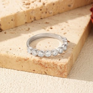 925 Sterling Silver Bezel Set Moissanite Bubble Eternity Band Ring 110200057 925 Sterling Silver Bezel Set Moissanite Bubble Eternity Band Ring 110200057