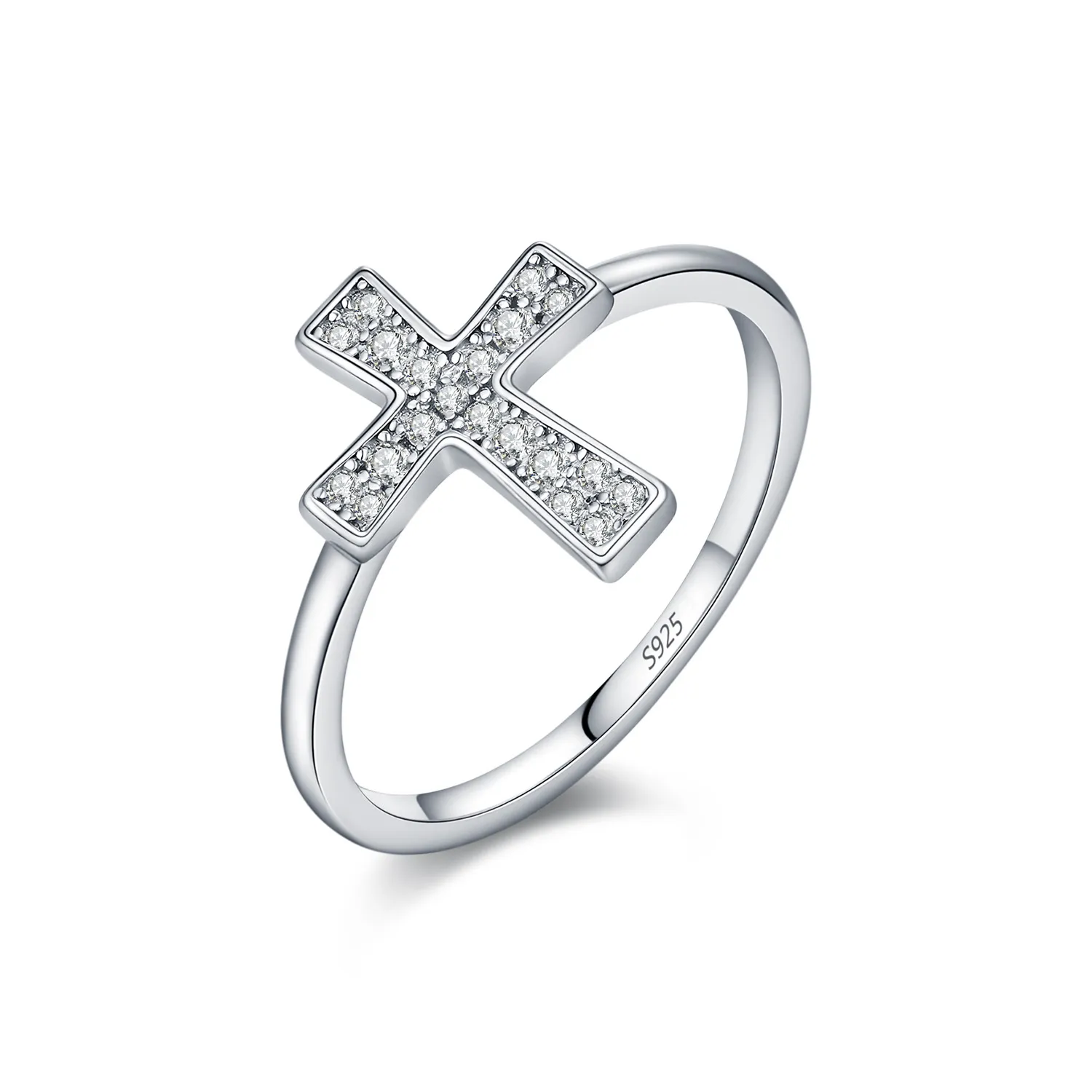 925 Sterling Silver Pave Moissanite Cross Ring 110200058 925 Sterling Silver Pave Moissanite Cross Ring 110200058