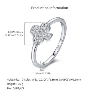 925 Sterling Silver Moissanite Poker Club Ring 110200059 925 Sterling Silver Moissanite Poker Club Ring 110200059