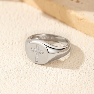 925 Sterling Silver Hip Hop Moissanite Cross Signet Ring 110200060 925 Sterling Silver Hip Hop Moissanite Cross Signet Ring 110200060