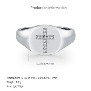 925 Sterling Silver Hip Hop Moissanite Cross Signet Ring 110200060 925 Sterling Silver Hip Hop Moissanite Cross Signet Ring 110200060