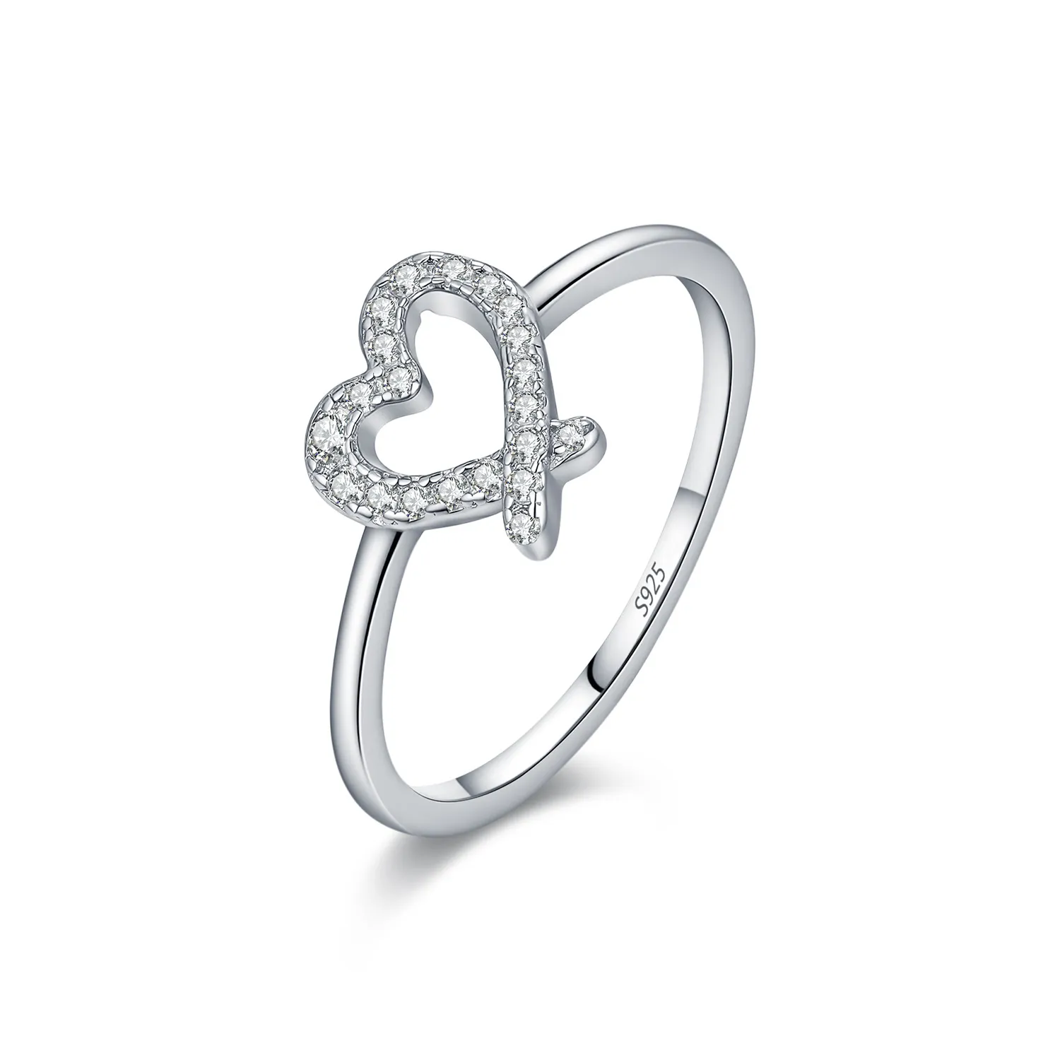 925 Sterling Silver Asymmetrical Pave Heart Moissanite Ring 110200061 925 Sterling Silver Asymmetrical Pave Heart Moissanite Ring 110200061