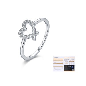 925 Sterling Silver Asymmetrical Pave Heart Moissanite Ring 110200061 925 Sterling Silver Asymmetrical Pave Heart Moissanite Ring 110200061