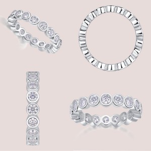 925 Sterling Silver 0.1Ct/3mm Round Moissanite Bubble Eternity Band 110200063 925 Sterling Silver 0.1Ct/3mm Round Moissanite Bubble Eternity Band 110200063