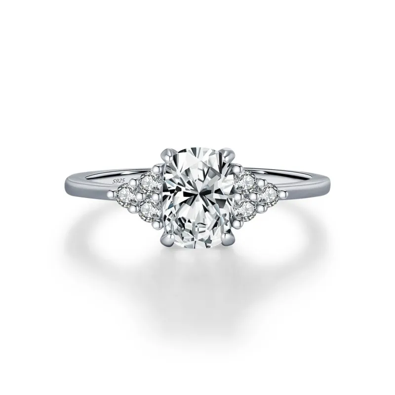 925 Sterling Silver Vintage 1Ct Oval Moissanite Ring 110200066