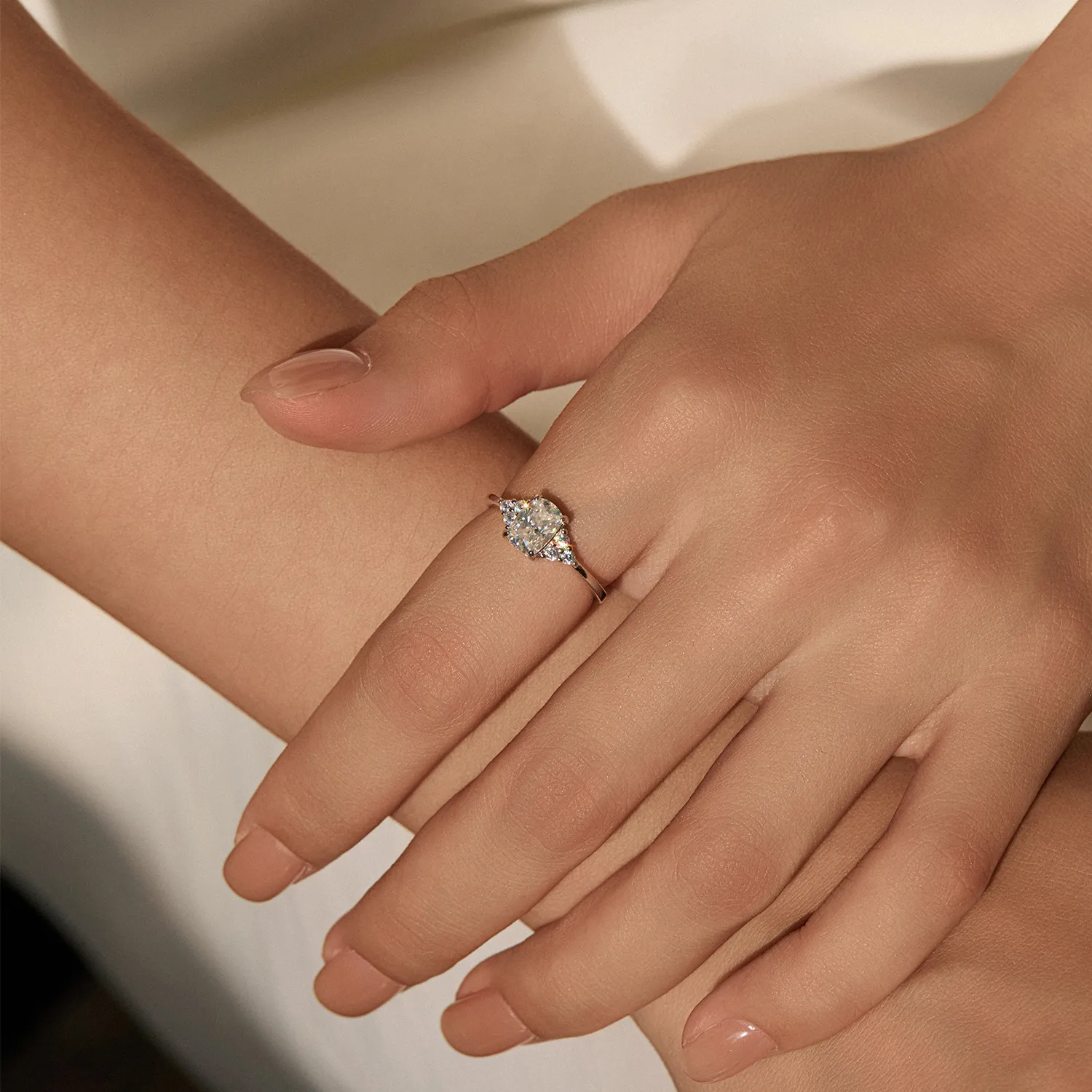 925 Sterling Silver Vintage 1Ct Oval Moissanite Ring 110200066 - image1