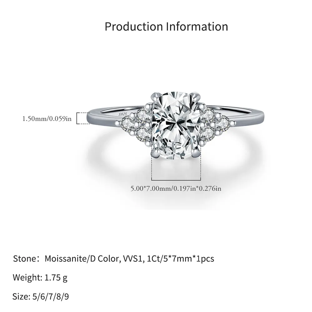 925 Sterling Silver Vintage 1Ct Oval Moissanite Ring 110200066 - image2