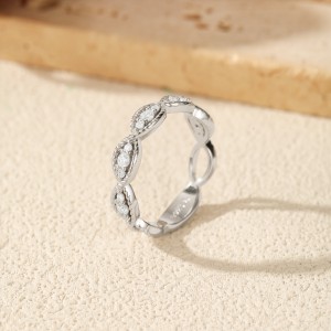925 Sterling Silver Vintage Oxidized Moissanite Rope Ring 110200067