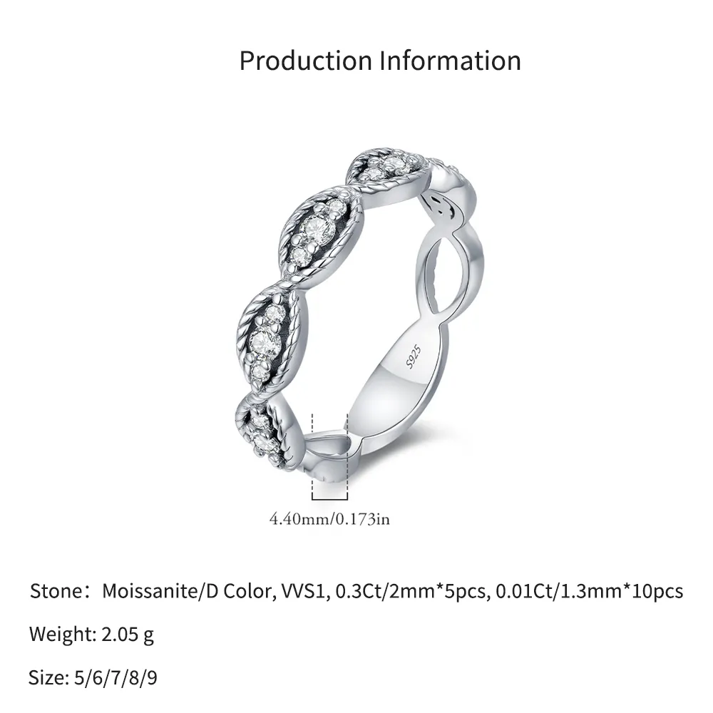 925 Sterling Silver Vintage Oxidized Moissanite Rope Ring 110200067 - image2