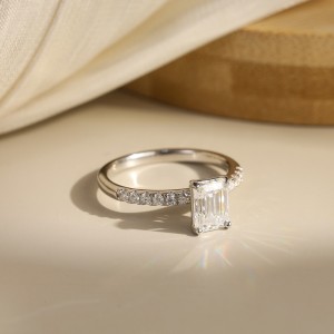 925 Sterling Silver Rectangular Fancy Cut Moissanite Ring 110200070