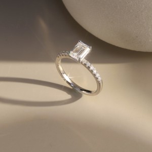 925 Sterling Silver Rectangular Fancy Cut Moissanite Ring 110200070