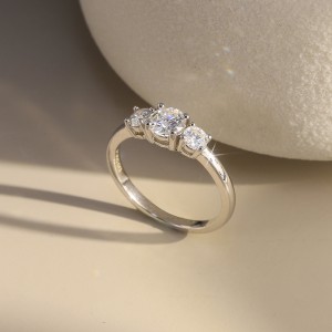925 Sterling Silver 3-Stone Moissanite Wedding Ring 110200071