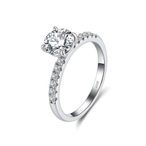 925 Sterling Silver 1 Ct Moissanite Pave Engagement Ring 110200076