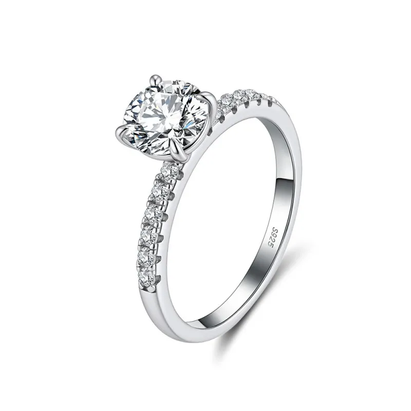 925 Sterling Silver 1 Ct Moissanite Pave Engagement Ring 110200076