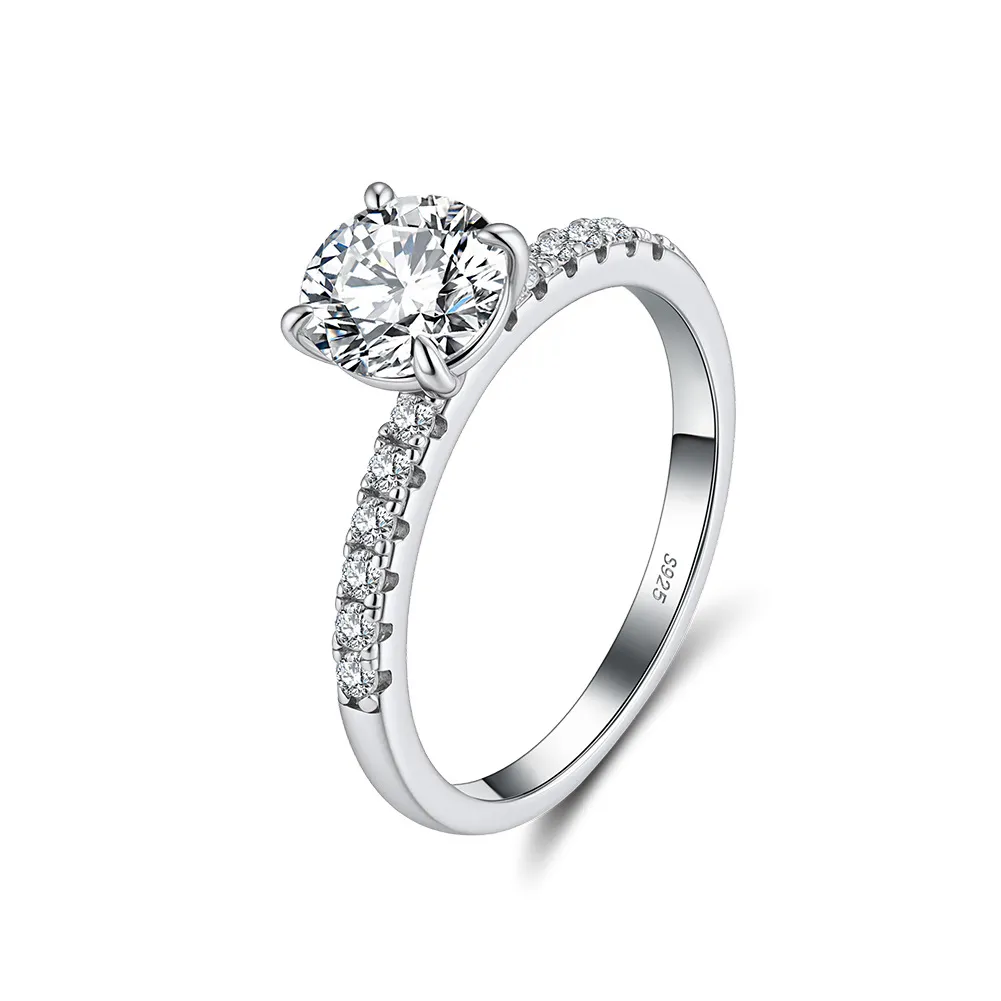 925 Sterling Silver 1 Ct Moissanite Pave Engagement Ring 110200076
