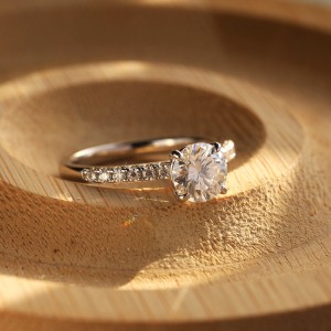 925 Sterling Silver 1 Ct Moissanite Pave Engagement Ring 110200076