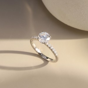 925 Sterling Silver 1 Ct Moissanite Pave Engagement Ring 110200076