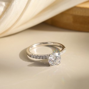 925 Sterling Silver 1 Ct Moissanite Pave Engagement Ring 110200076
