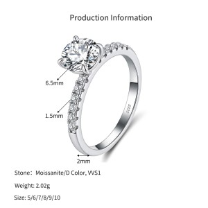925 Sterling Silver 1 Ct Moissanite Pave Engagement Ring 110200076