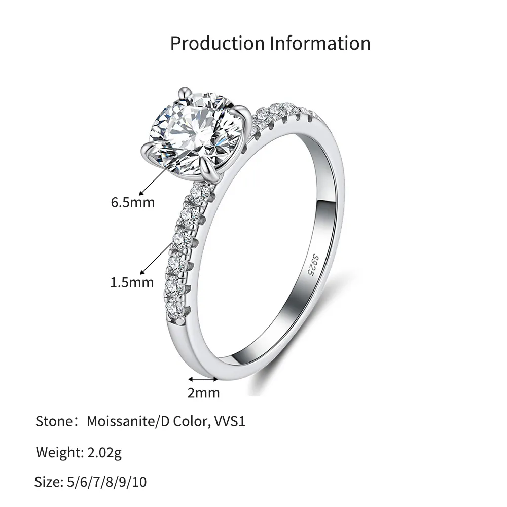 925 Sterling Silver 1 Ct Moissanite Pave Engagement Ring 110200076 - image2