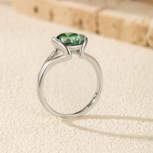 925 Sterling Silver 3 Ct Colored Oval Moissanite Statement Ring 110200078