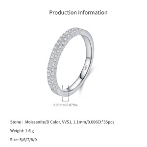 925 Sterling Silver Double Row Moissanite Pave Stacking Ring 110200079