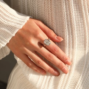 925 Sterling Silver 4.5 Ct Radiant Moissanite Bezel Sugar Cube Ring 110200080