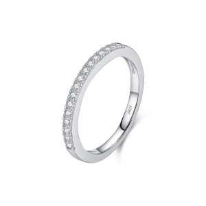 925 Sterling Silver Pave Moissanite Minimalism Stacking Ring 110200081