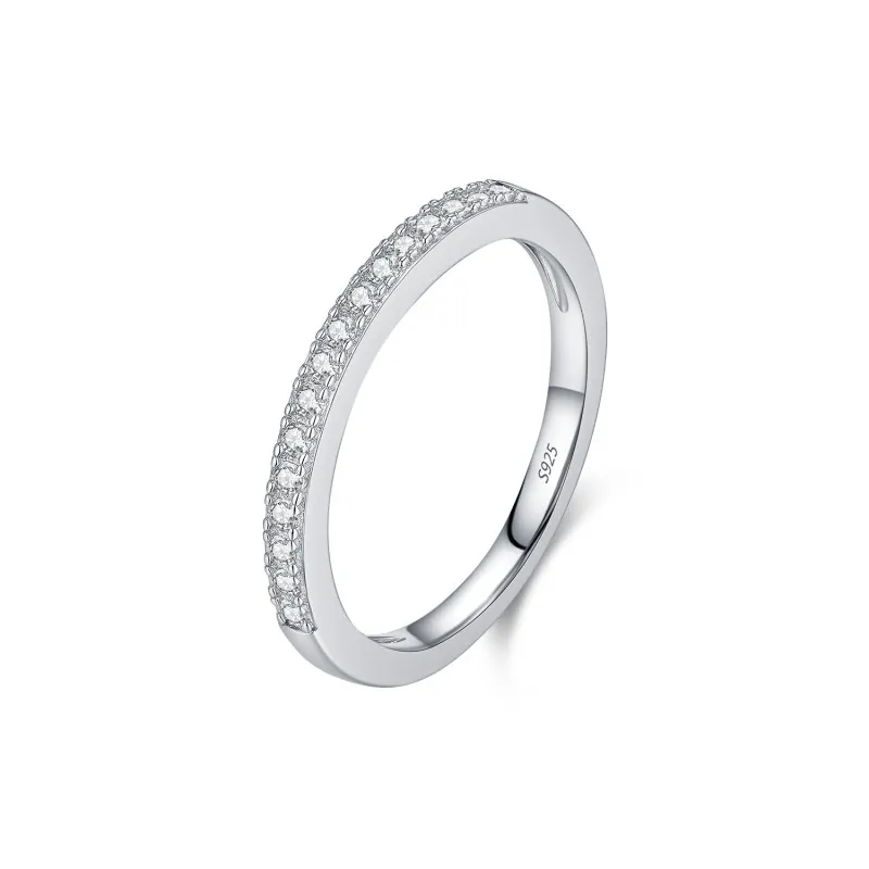 925 Sterling Silver Pave Moissanite Minimalism Stacking Ring 110200081