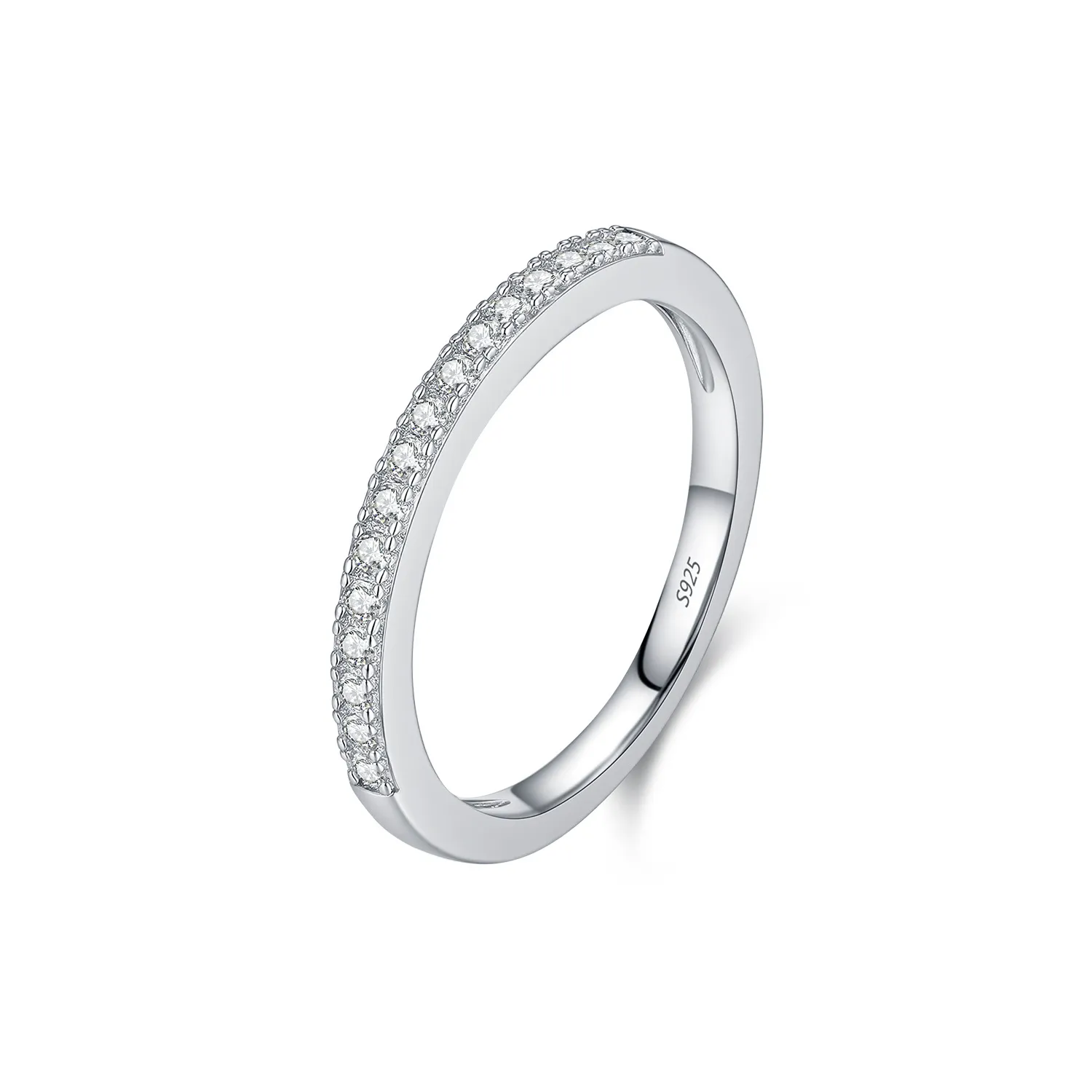 925 Sterling Silver Pave Moissanite Minimalism Stacking Ring 110200081