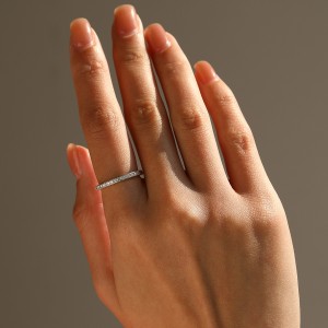 925 Sterling Silver Pave Moissanite Minimalism Stacking Ring 110200081