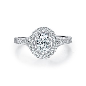 925 Sterling Silver Vintage Luxury 0.5 Ct Oval Moissanite Ring 110200082