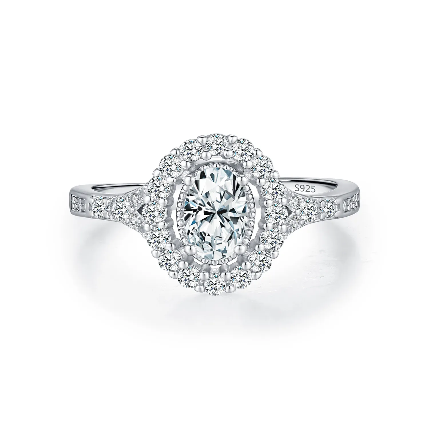 925 Sterling Silver Vintage Luxury 0.5 Ct Oval Moissanite Ring 110200082