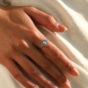 925 Sterling Silver Vintage Luxury 0.5 Ct Oval Moissanite Ring 110200082