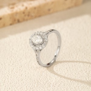 925 Sterling Silver Vintage Luxury 0.5 Ct Oval Moissanite Ring 110200082
