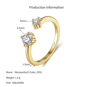 925 Sterling Silver D Color Moissanite Open Cuff Stacking Ring 110200083