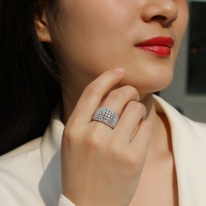 925 Sterling Silver Wide Pave Moissanite Ring 110200084