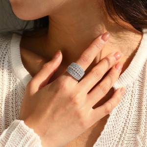 925 Sterling Silver Wide Pave Moissanite Ring 110200084