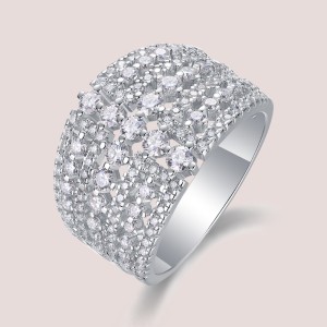 925 Sterling Silver Wide Pave Moissanite Ring 110200084