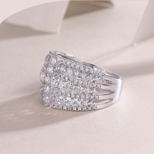 925 Sterling Silver Wide Pave Moissanite Ring 110200084