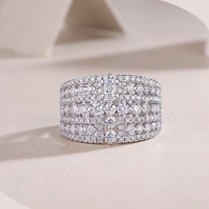 925 Sterling Silver Wide Pave Moissanite Ring 110200084