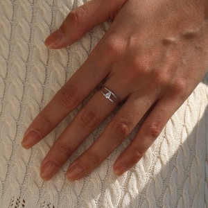 Wholesale 925 Sterling Silver Pear Cut Moissanite Double Band Ring 110200085