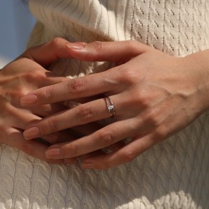 Wholesale 925 Sterling Silver Pear Cut Moissanite Double Band Ring 110200085