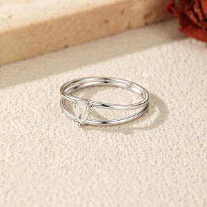 Wholesale 925 Sterling Silver Pear Cut Moissanite Double Band Ring 110200085