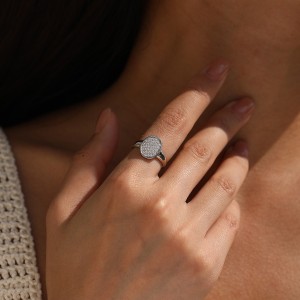 Wholesale 925 Sterling Silver Moissanite Vintage Button Ring 110200086