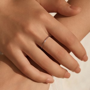 Wholesale 925 Sterling Silver Moissanite Minimalist Stacking Ring 110200087